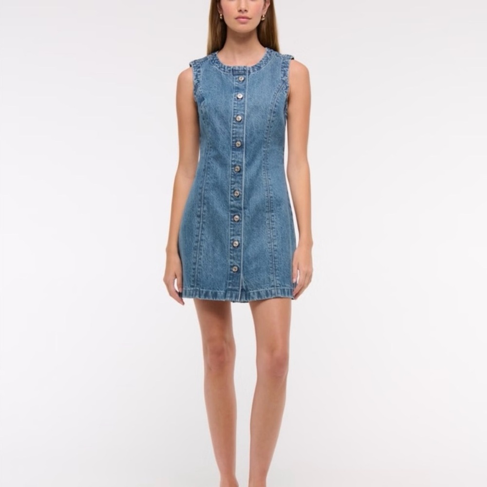 Abercrombie & Fitch Blue Denim Mini Dress - Medium Tall